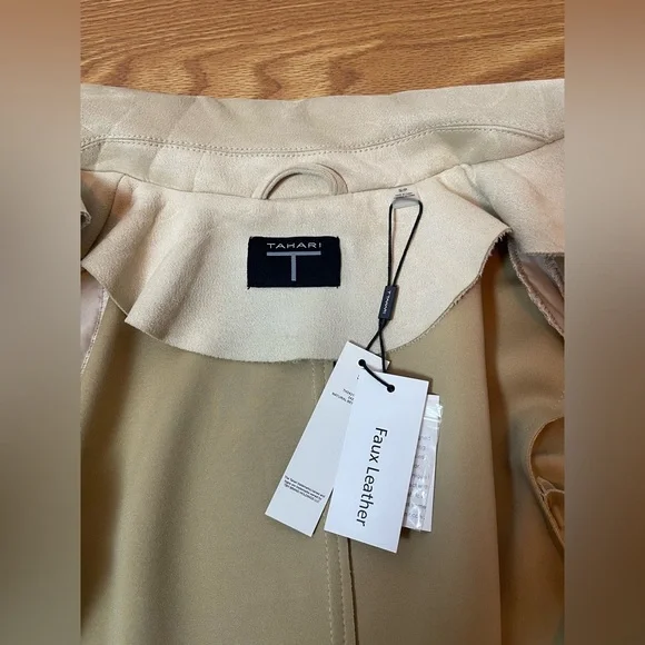 T tahari Faux suede Leather Coat jacket size S with NWT - Picture 4 of 9